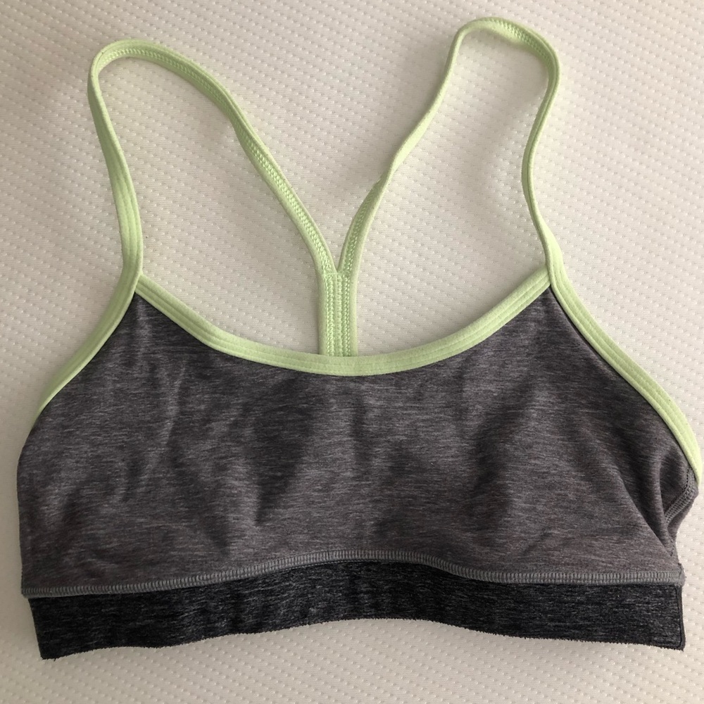 Lululemon Grey + Lime Flow Y Bra Size 4